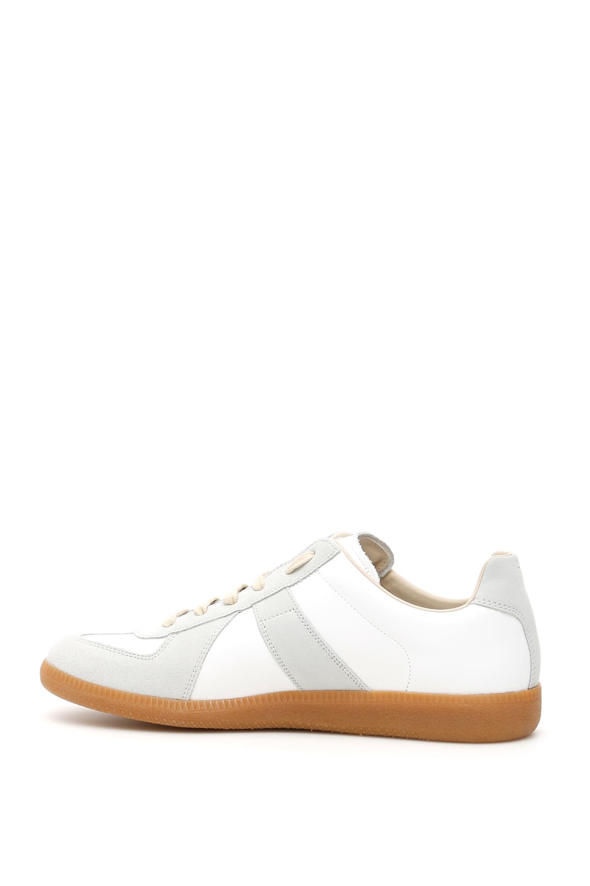 Shop Maison Margiela Replica Leather Sneakers In White/neutrals