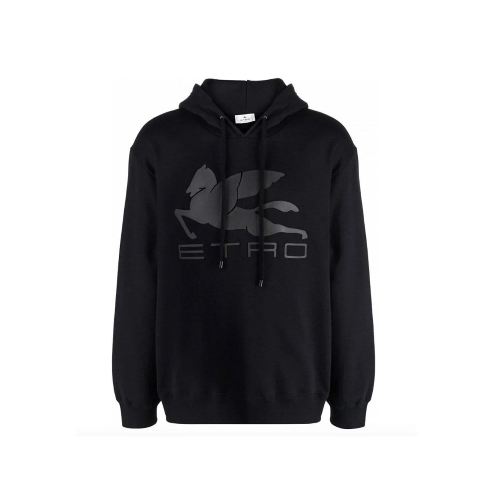 Shop Etro Cotton Hooded Sweatshirt In Black