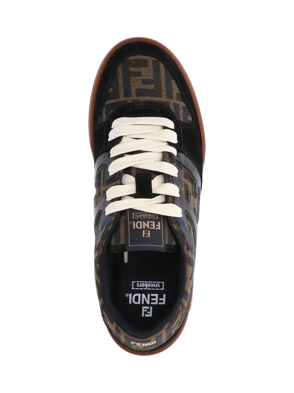 Fendi Match Ff Jacquard Low-top Sneakers In Brown