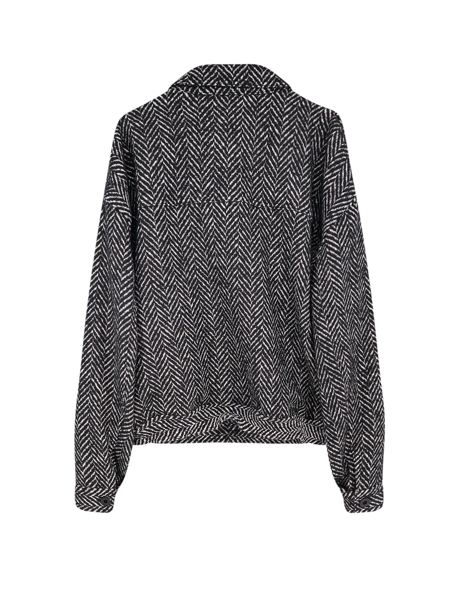 Pence Herringbone-pattern Buttoned Jacket In Gray