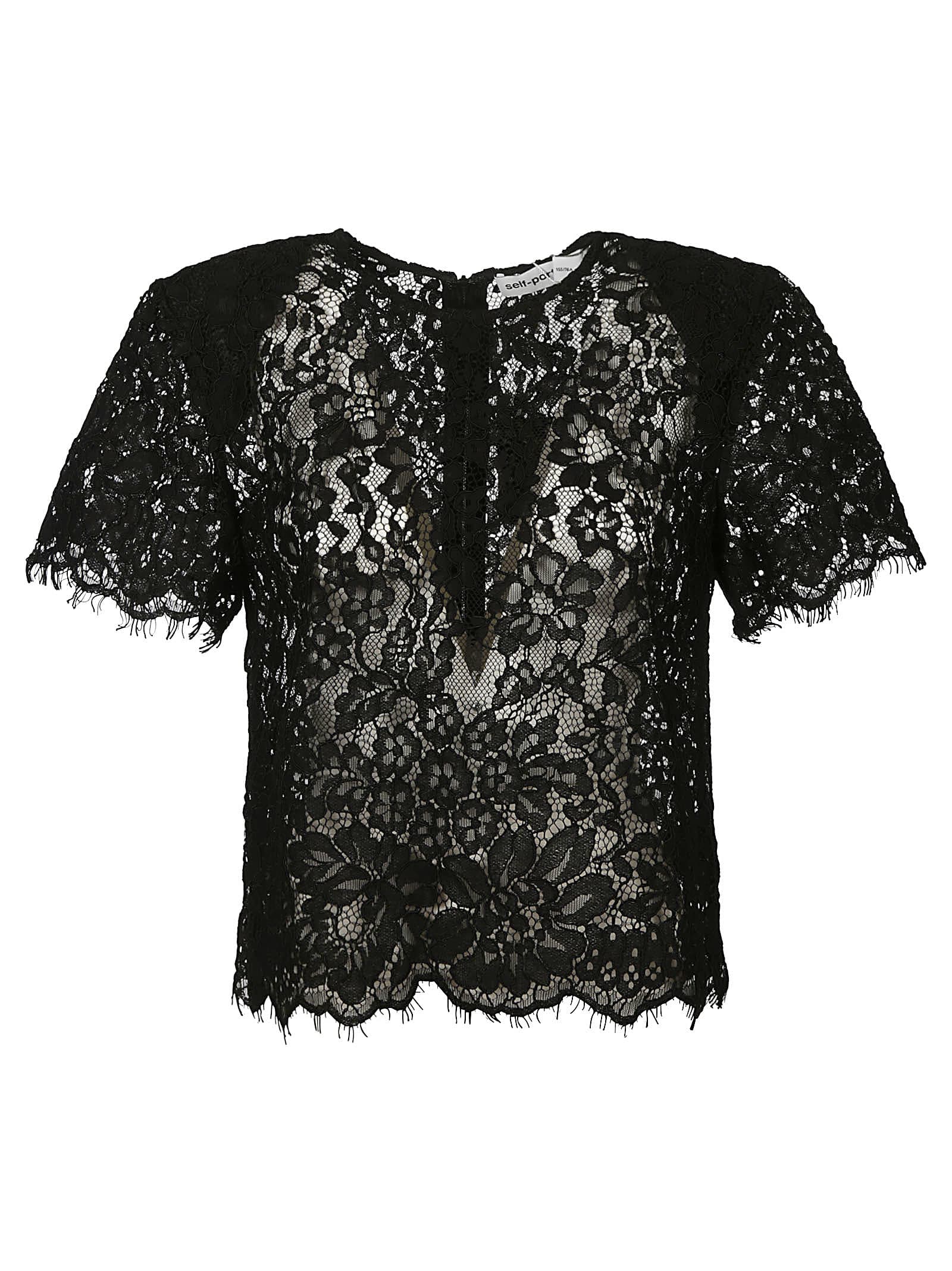self-portrait Cord Lace Sleeved Top