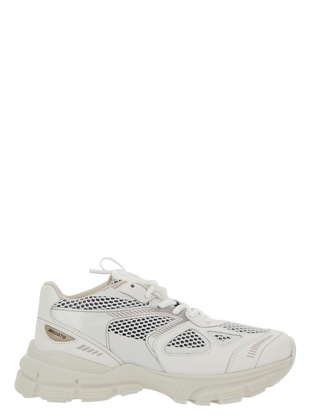Axel Arigato Marathon Runner White Low Top Trainers With Reflective Details In Leather Blend Woman