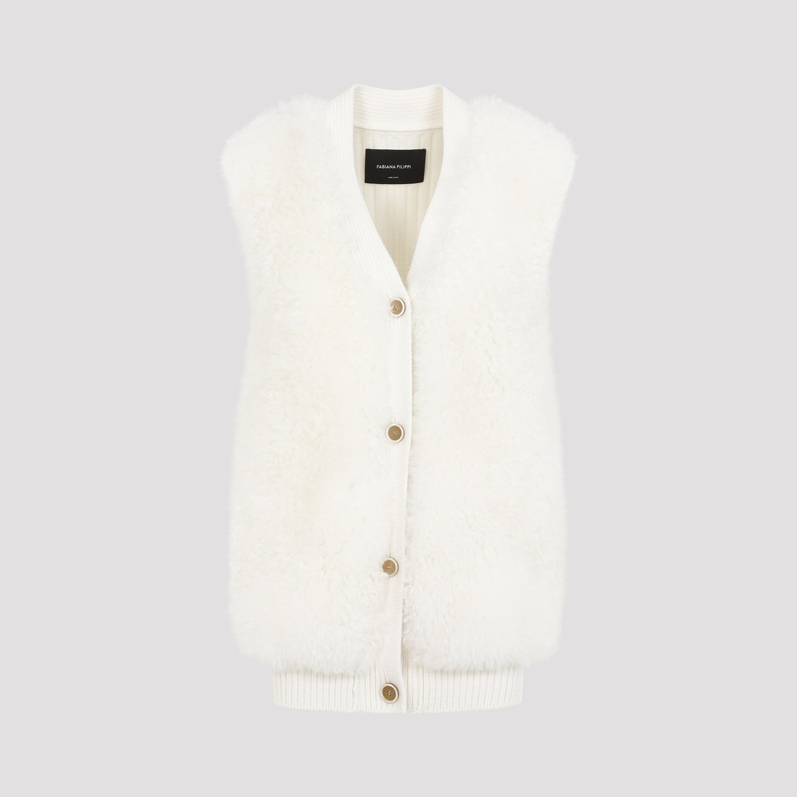 Shop Fabiana Filippi Shearling Gilet In Rafia