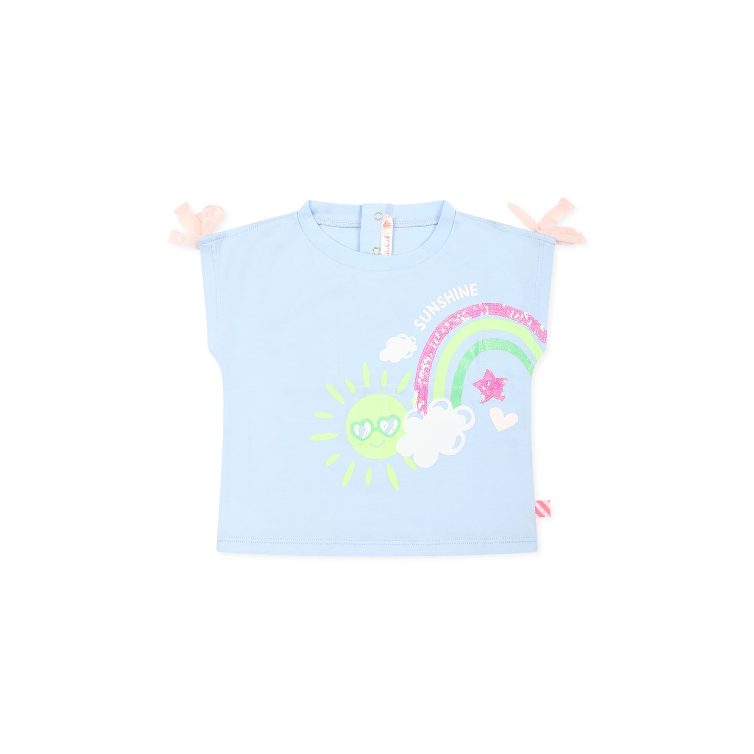 Shop Billieblush Light Blue T-shirt For Baby Girl With Rainbow