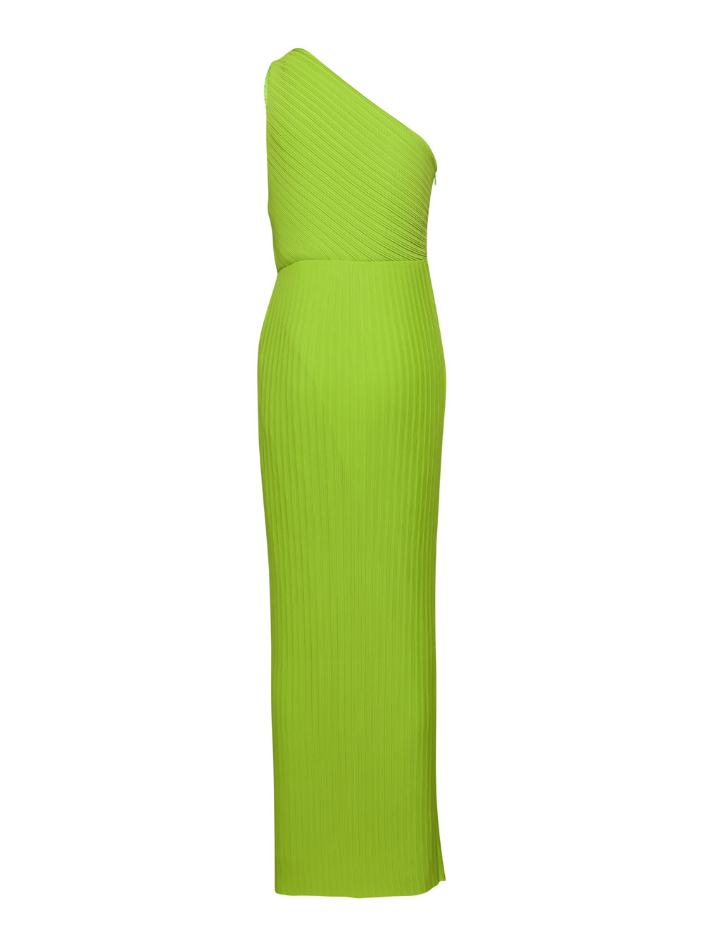 Shop Solace London Green One Shoulder Maxi Dress In Techno Fabric Woman
