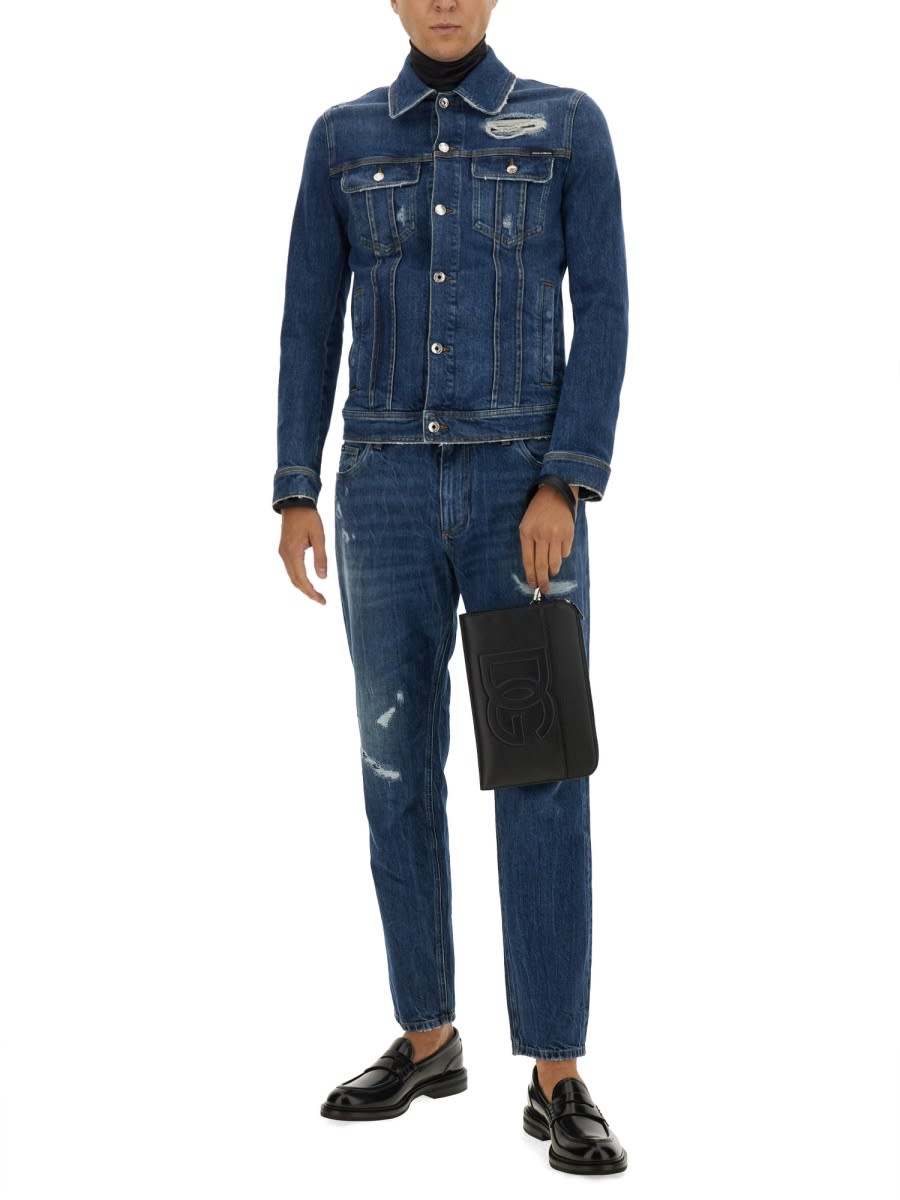 Shop Dolce & Gabbana Strethc Denim Jacket