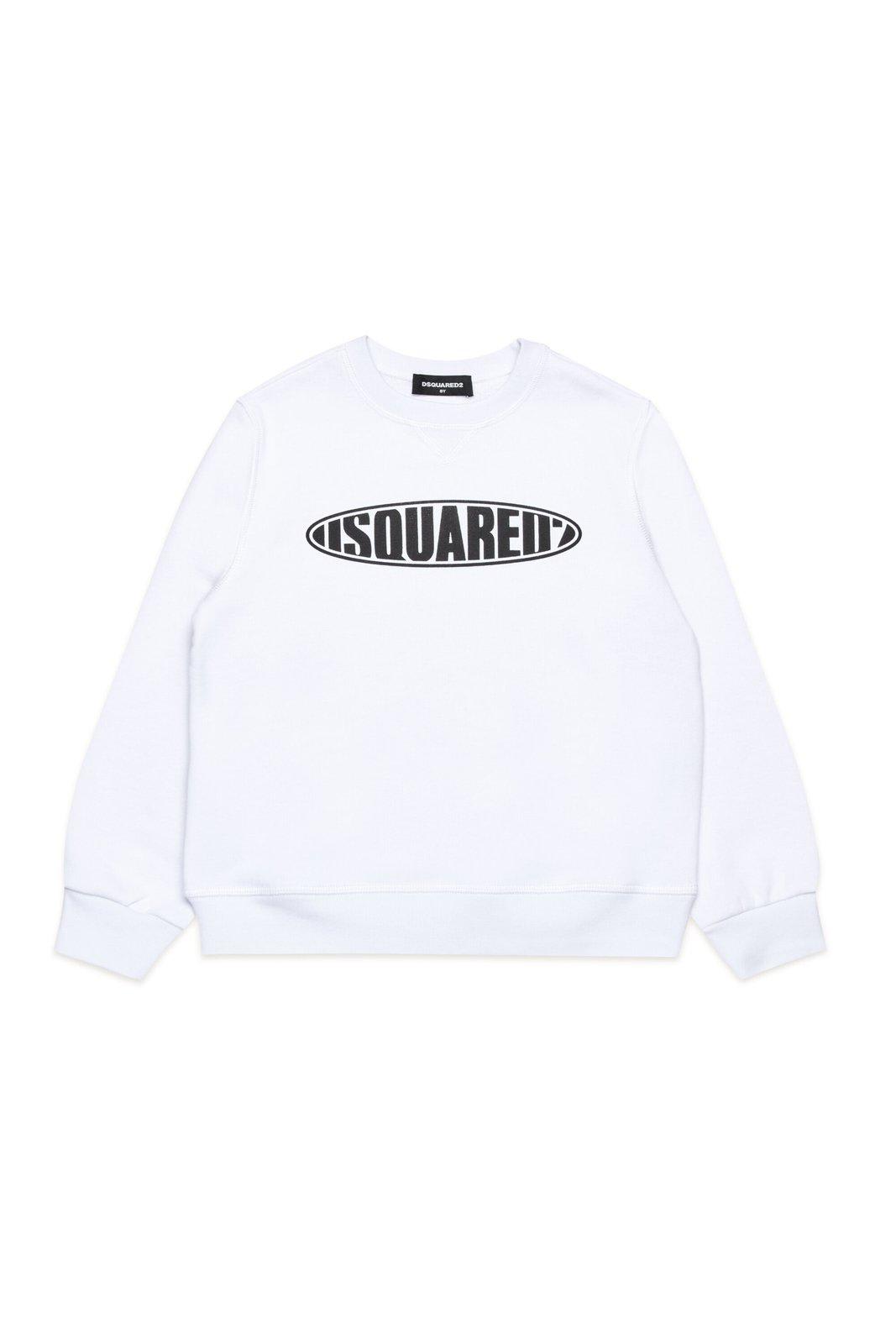 Dsquared2 Kids' Logo-printed Crewneck Sweatshirt In Bianco