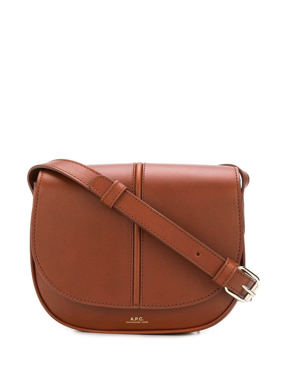 A.P.C. Sac Demi Lune Crossbody Bag In Brown Leather With Logo