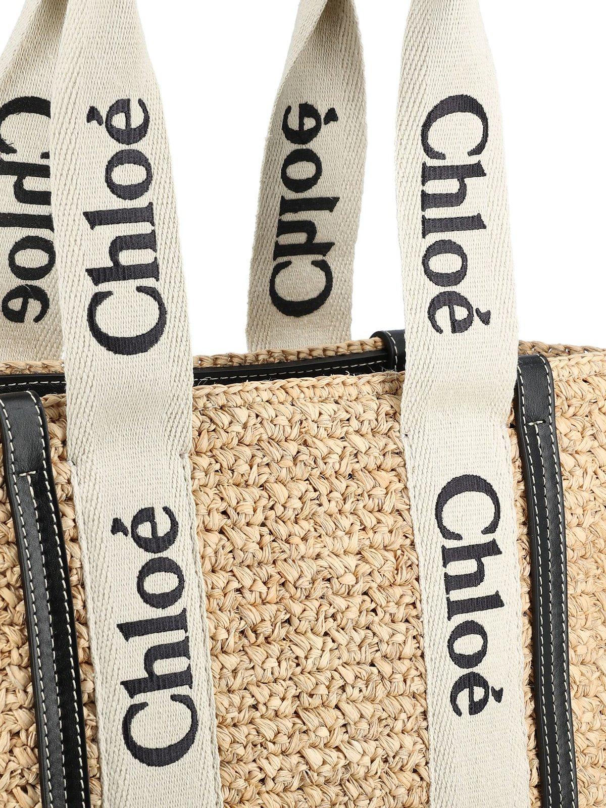 Shop Chloé Medium Woody Tote Bag In Beige