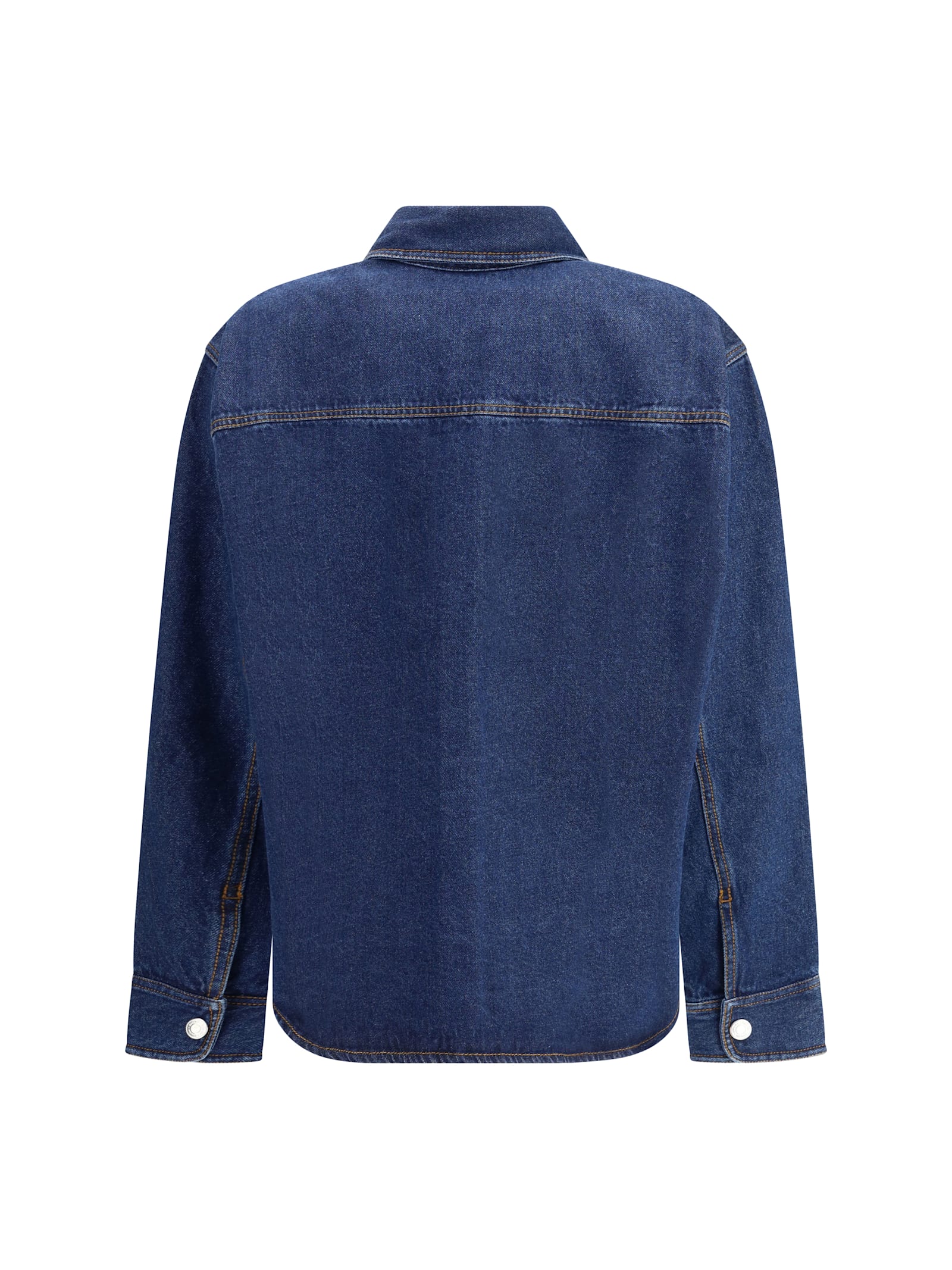 Ami Alexandre Mattiussi Ami De Coeur Cotton Denim Overshirt In Blue