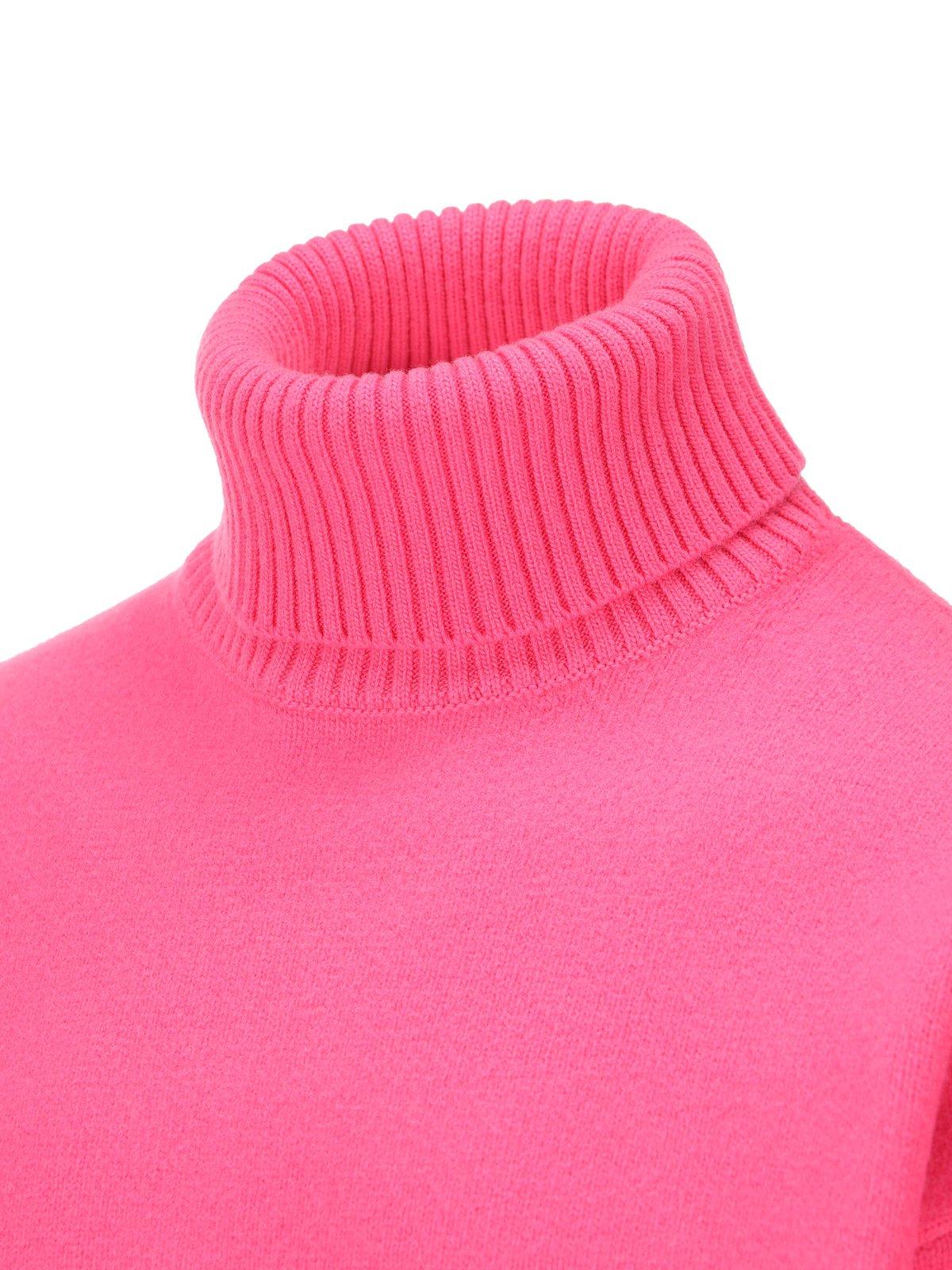 Shop Gucci Logo Tag Turtleneck Sweater In Rosebloommix