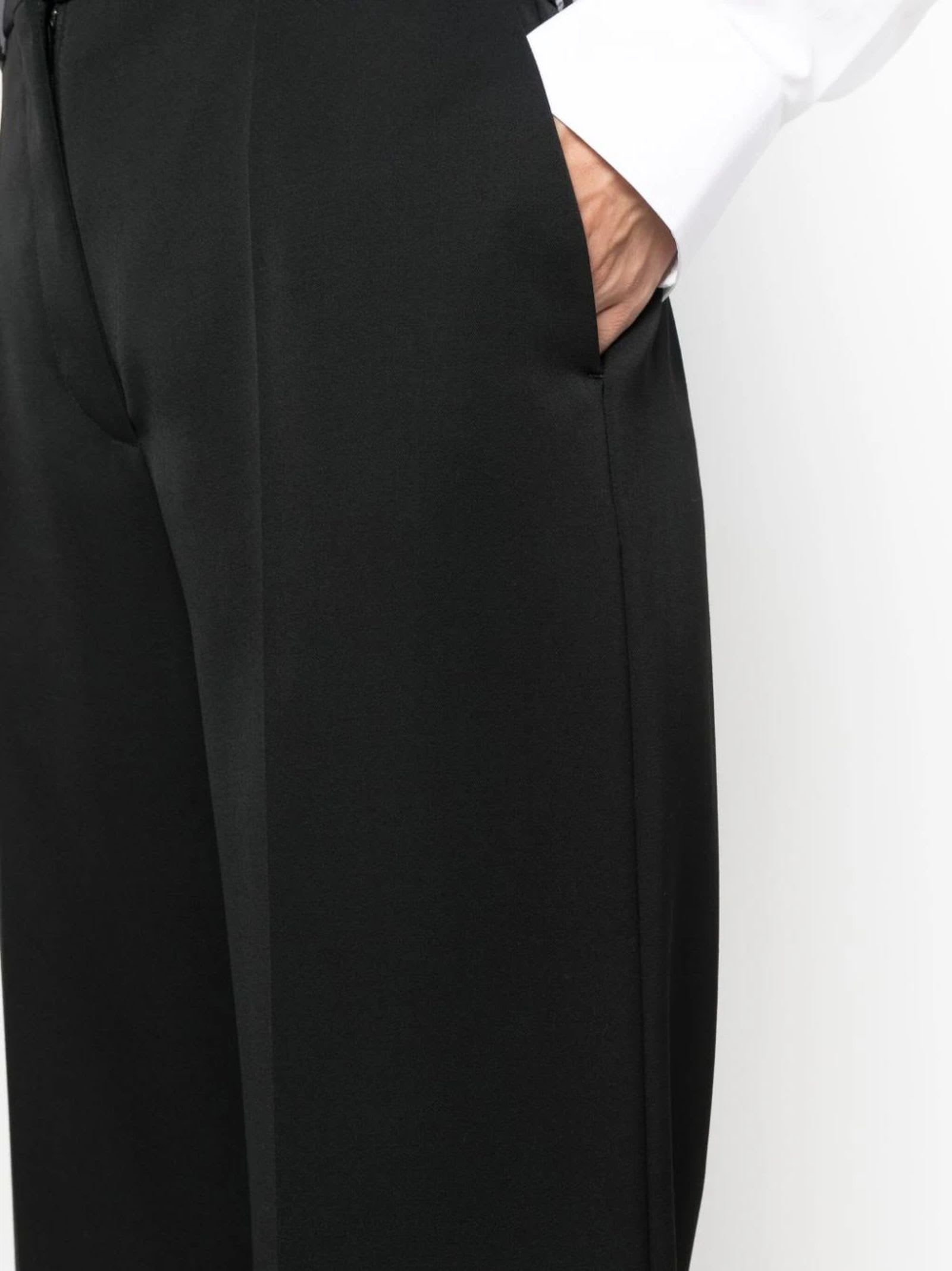 Shop Lanvin Black Cotton-wool Blend Trousers