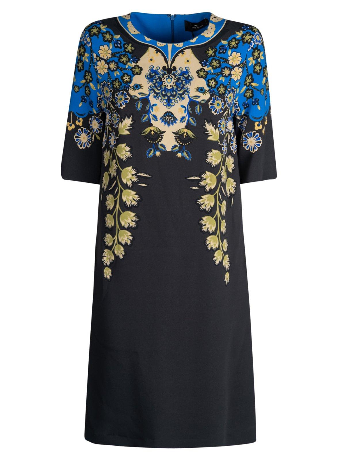 Etro All-over Floral-printed Crewneck Dress