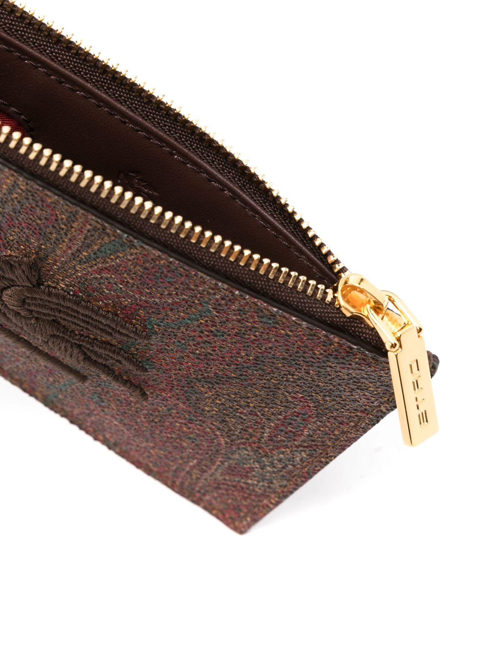 Shop Etro Coin Purse In Iconic Paisley Jacquard In Brown