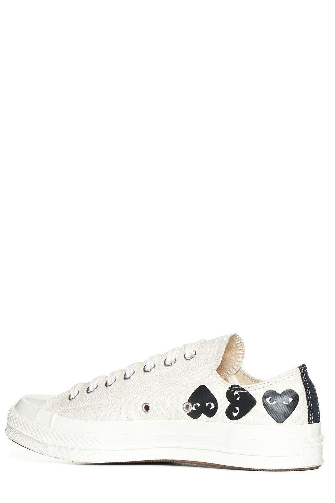 Shop Comme Des Garçons Play Heart Logo Printed Low-top Sneakers In White