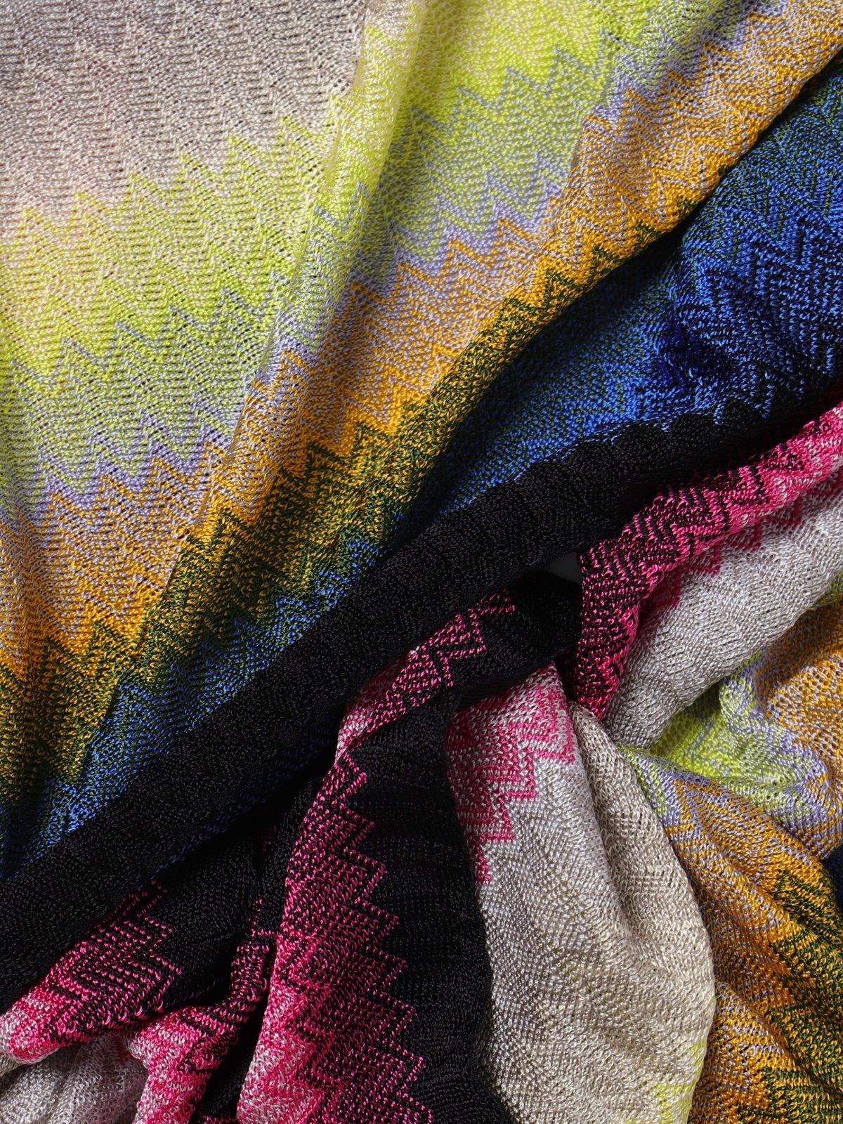 Shop Missoni Zigzag Woven Fringed Scarf  In Multicolor