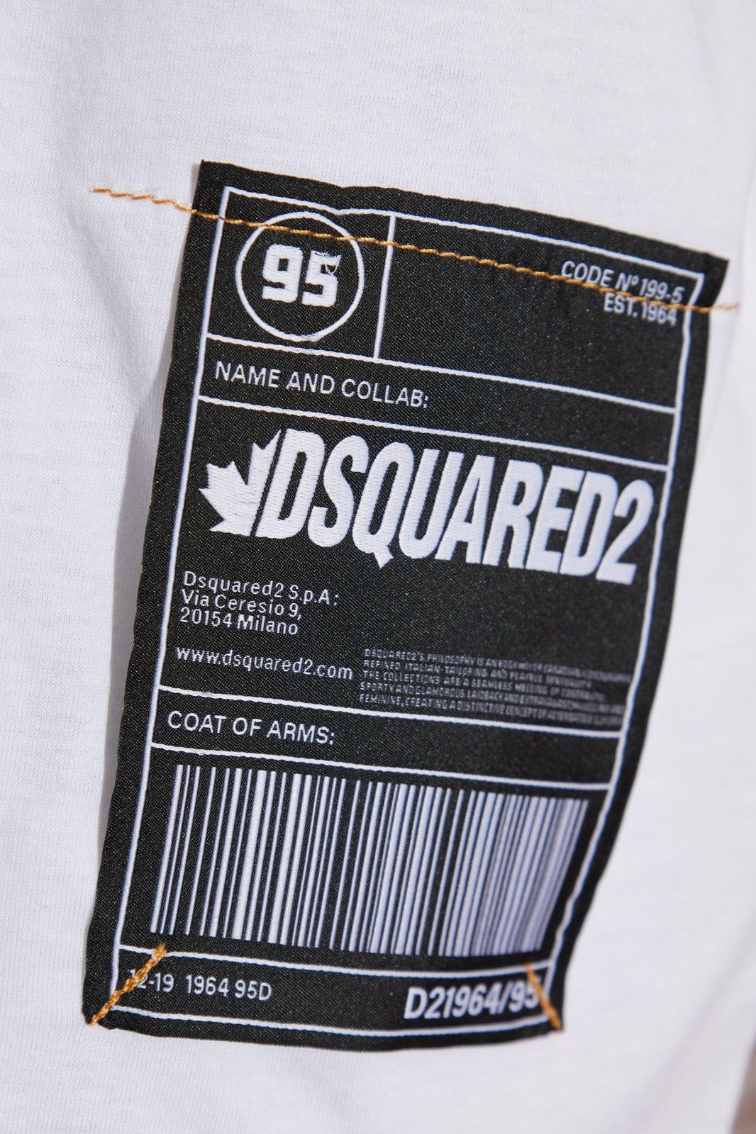 Dsquared2 Logo Patch Crewneck T-shirt In Bianco