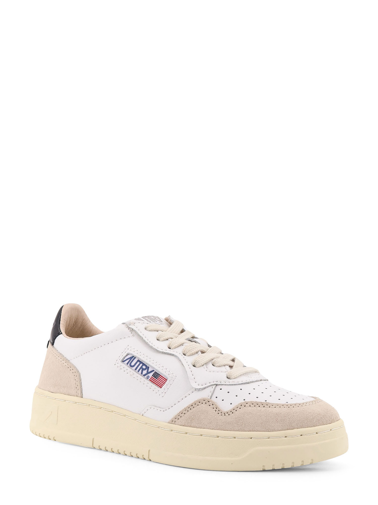 Autry Medalist Low Leather Low-top Sneakers With Suede Inserts In White