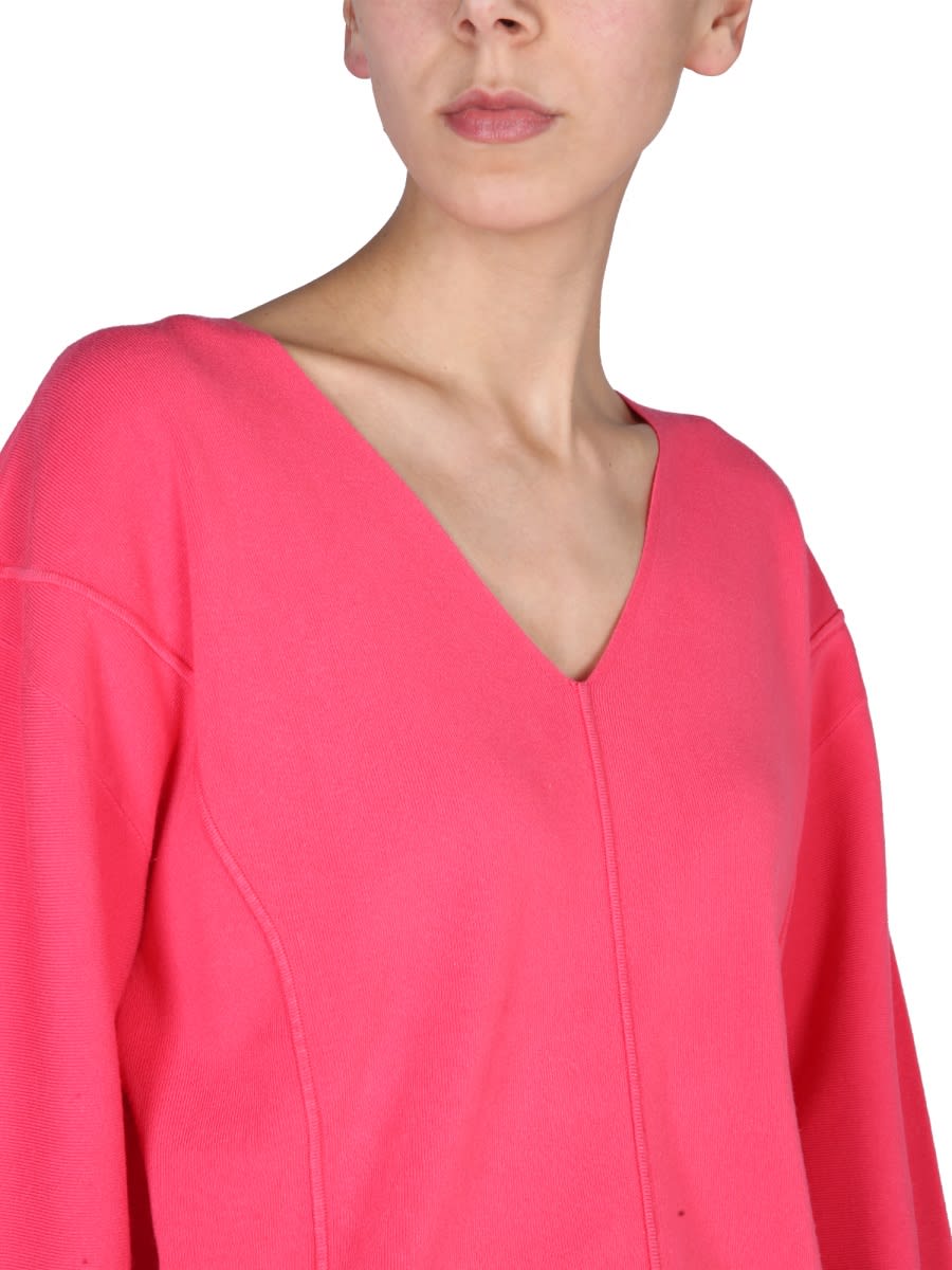 Shop Helmut Lang V-neck Sweater In Fuchsia