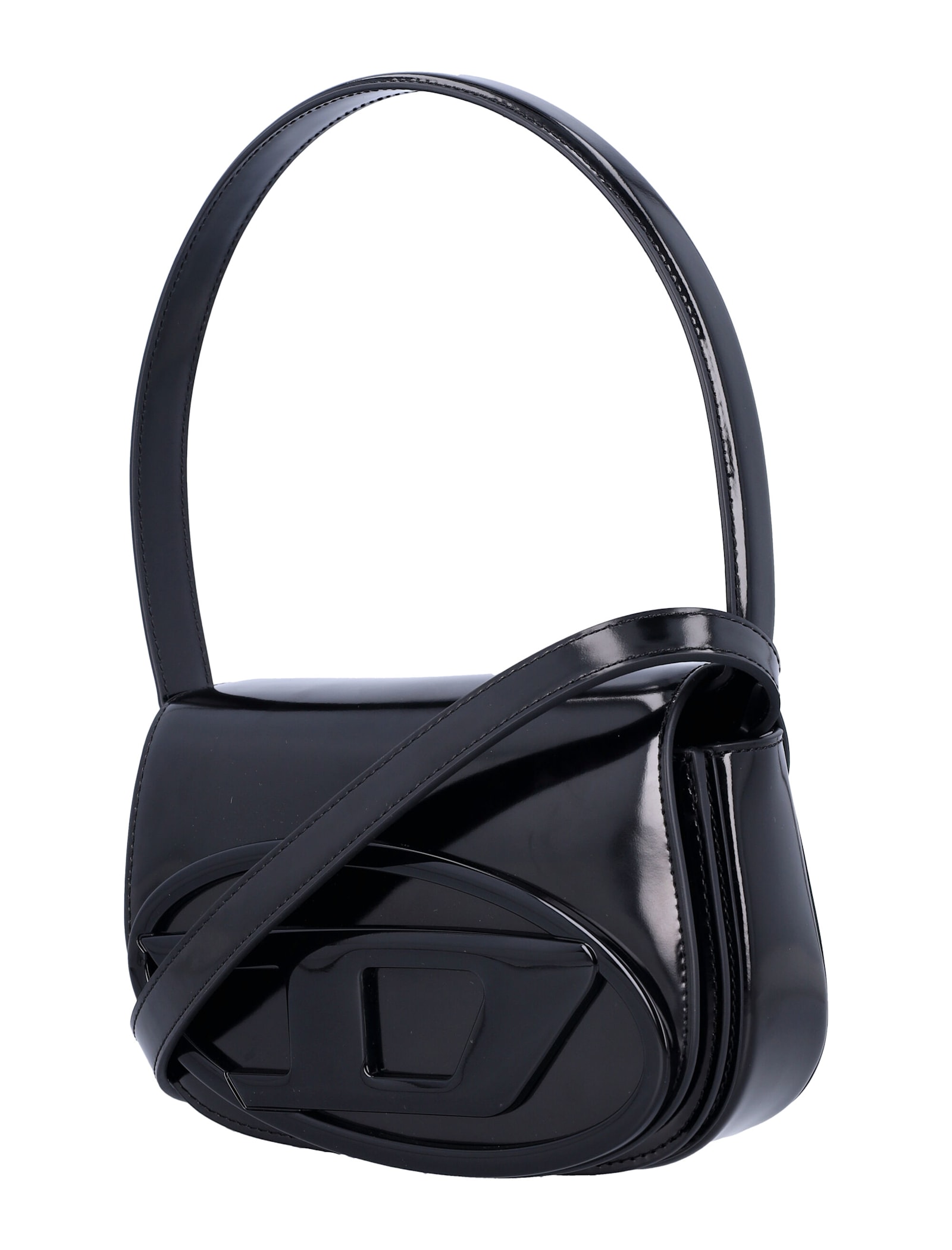 Diesel 1dr Mirror Leather Shoulder Bag In Black
