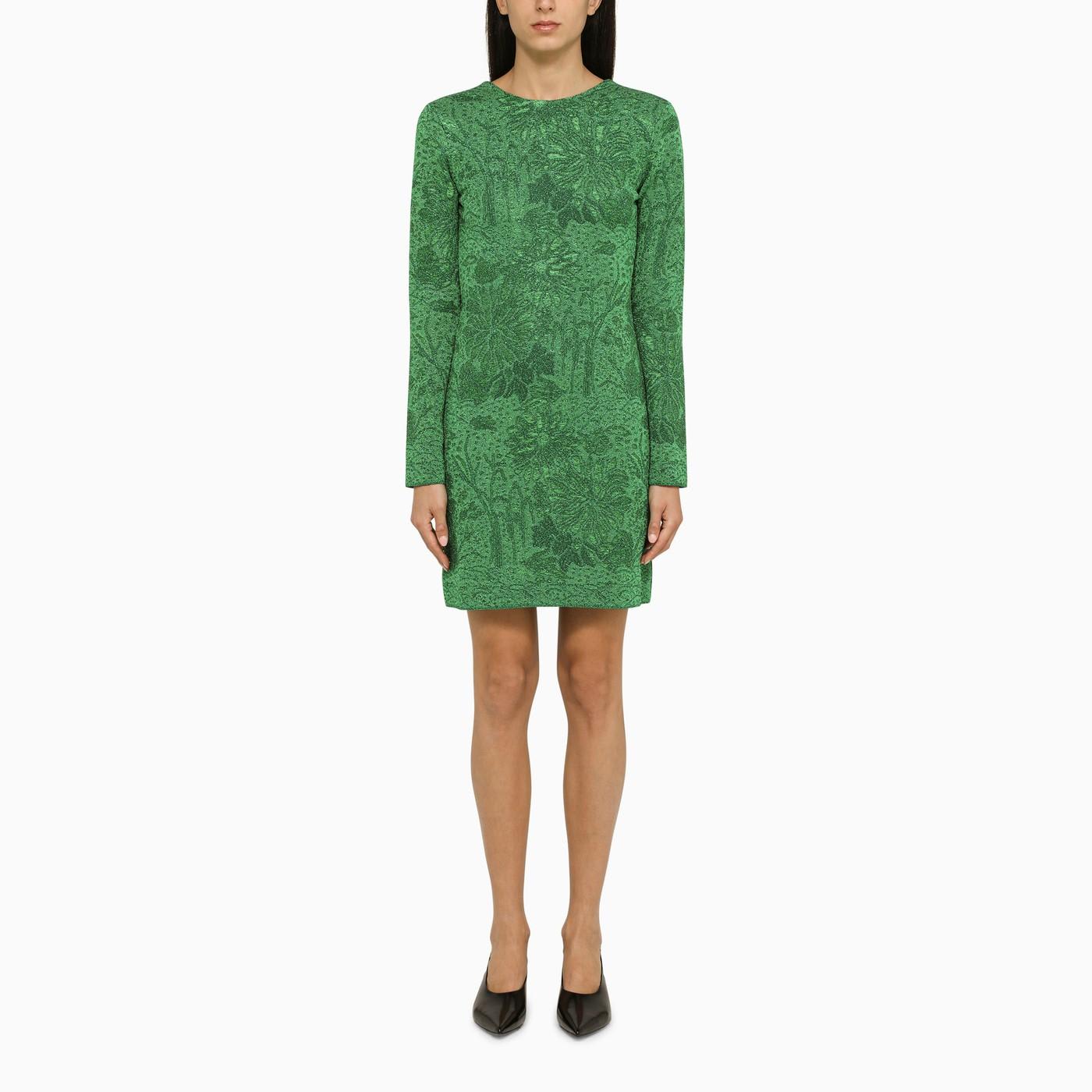 GIVENCHY GREEN LUREX AND FLORAL JACQUARD DRESS