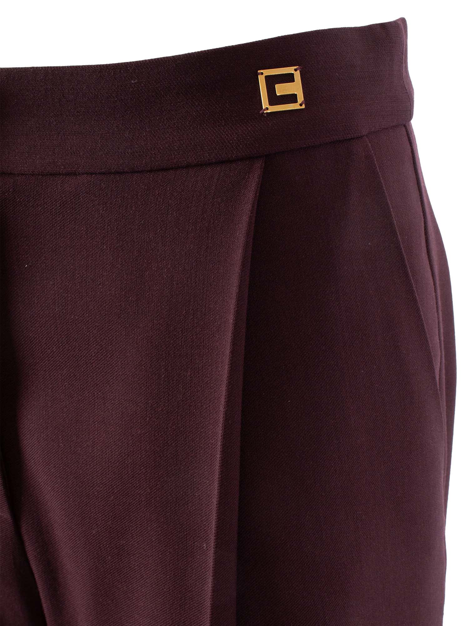 Elisabetta Franchi High-waisted Tailored Trousers With Front Pleats In Burgundy