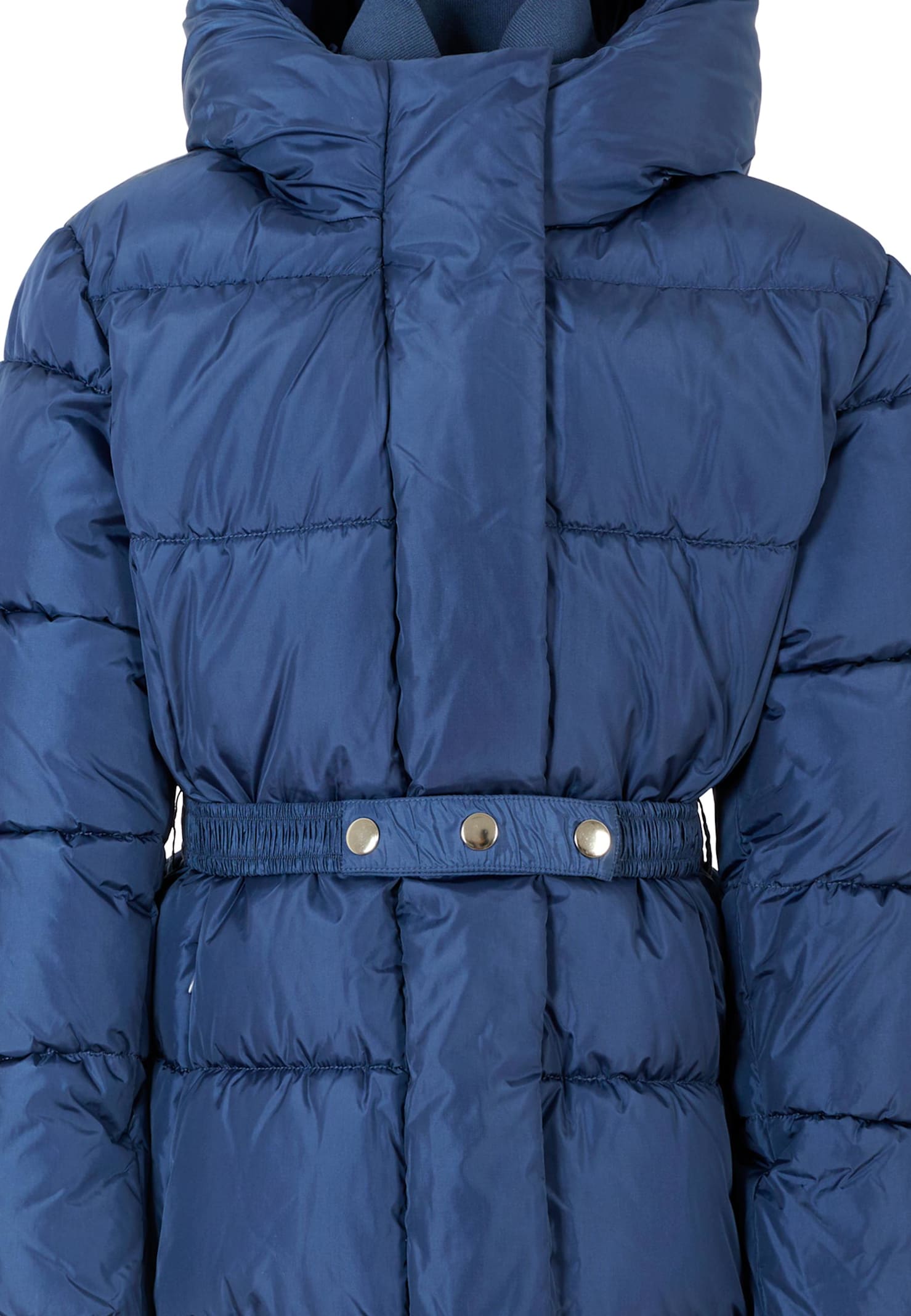 Monnalisa Blue Down Jacket For Girl With Logo In Blue