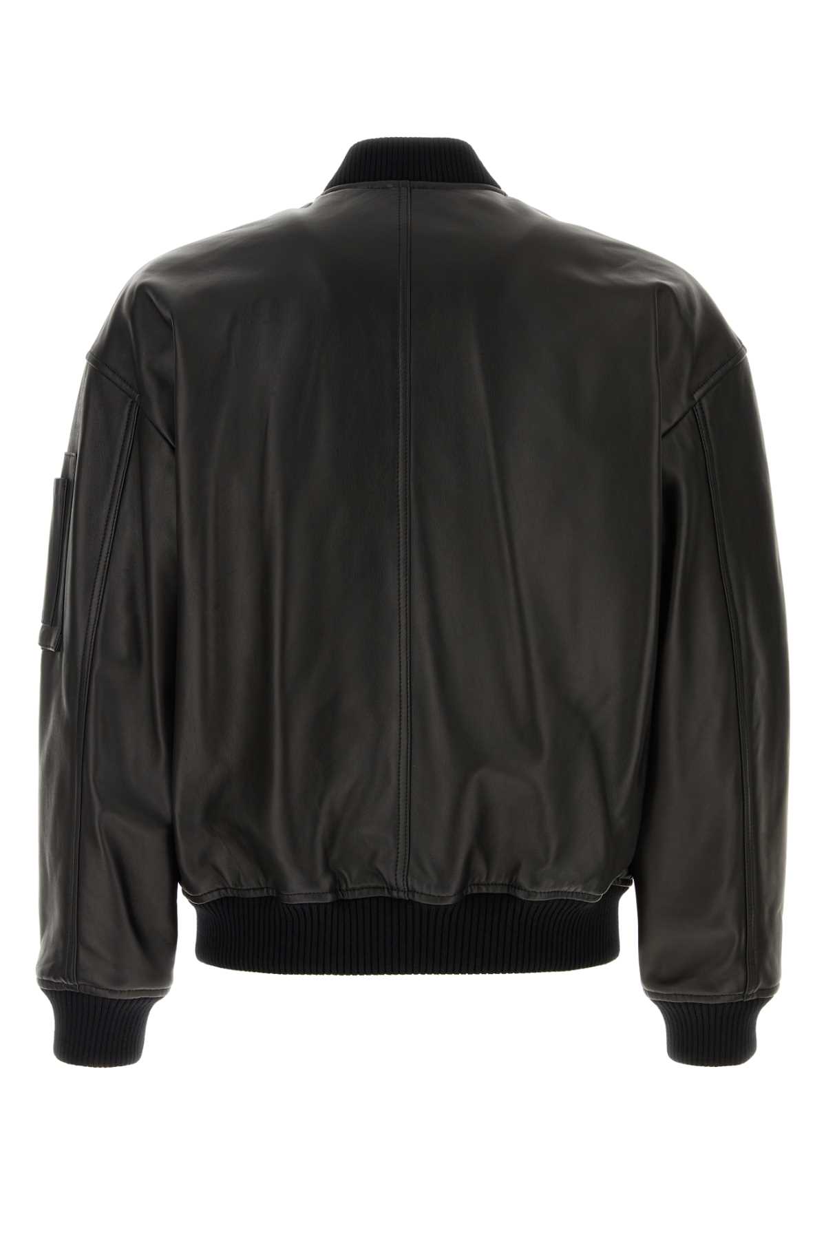 Shop Dsquared2 Black Leather Bomber Jacket