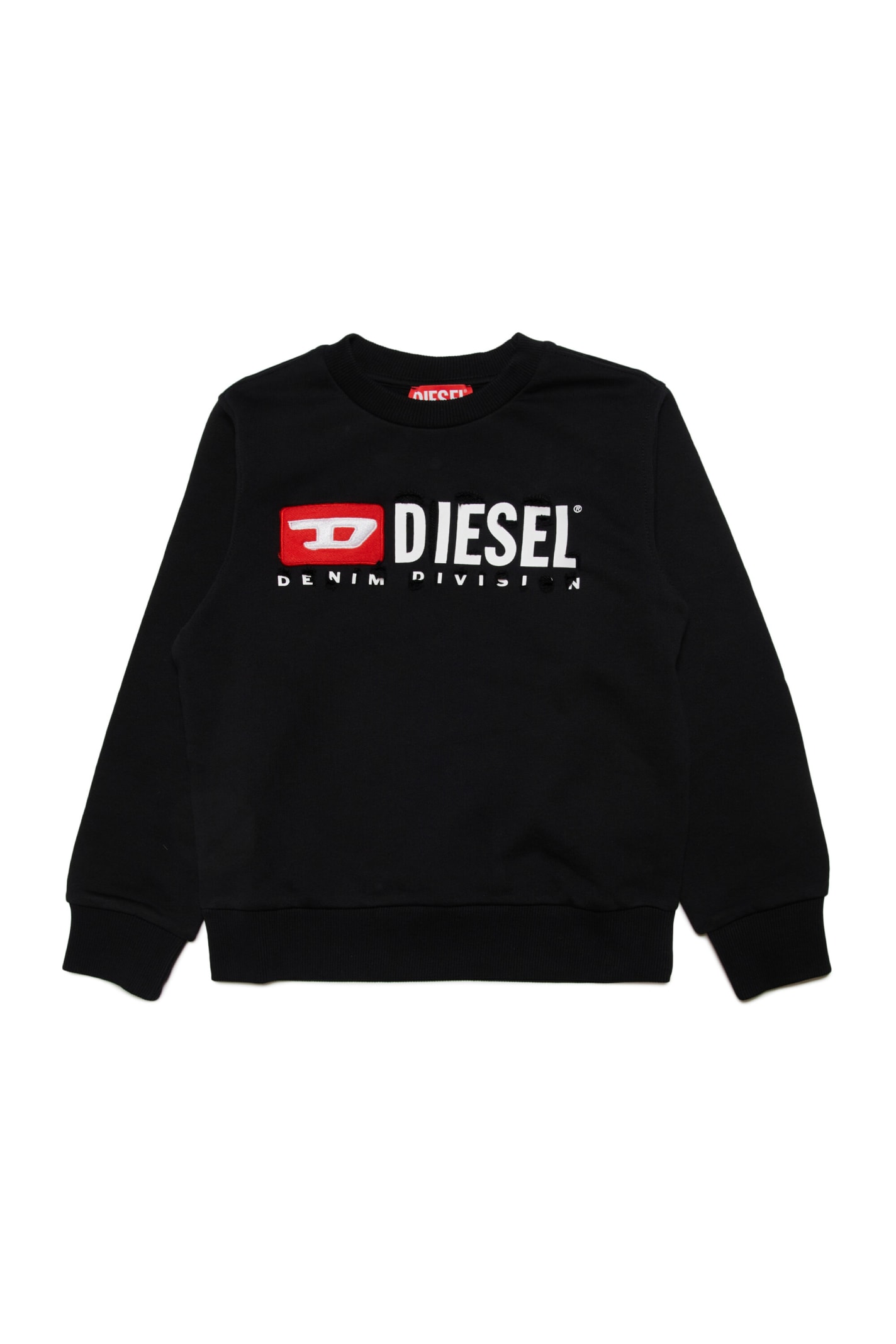 Shop Diesel Smacsdivstroyed Sweat-shirt  Crew-neck Sweatshirt With Logo Breaks In Black