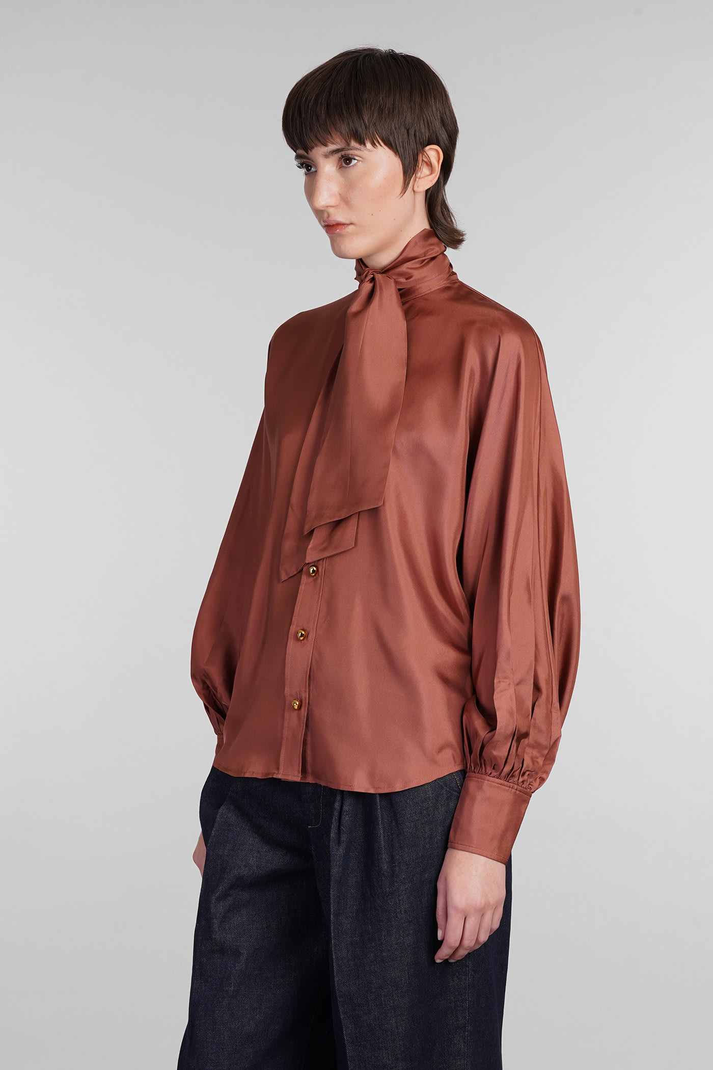 Shop Zimmermann Blouse In Brown Silk