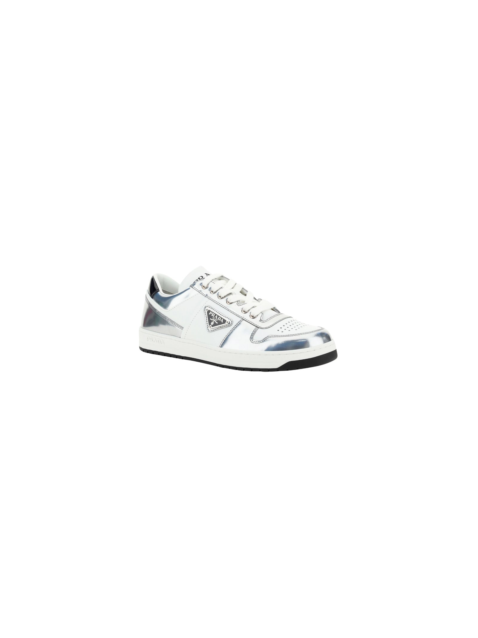 Shop Prada Downtown Sneakers In Bianco+argento