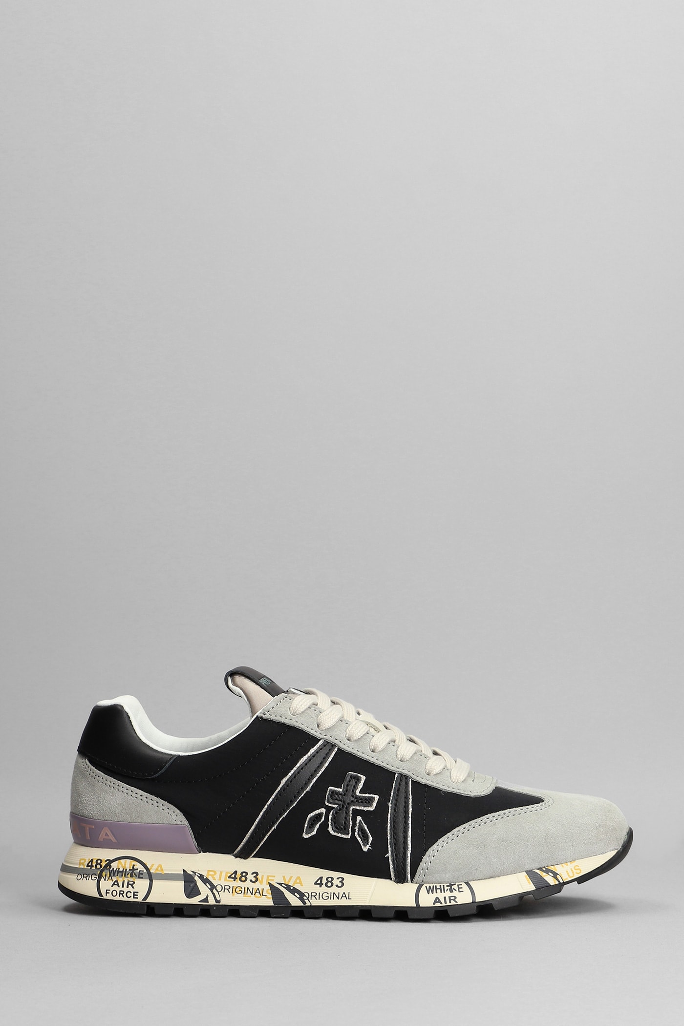 Premiata Lucyd Sneakers In Grey Suede And Fabric