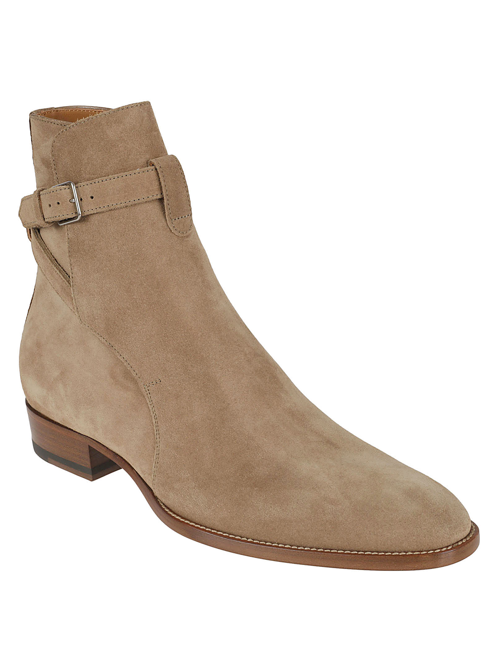 Shop Saint Laurent Wyatt 30 Jodhpur Ankle Boots In New Sigaro