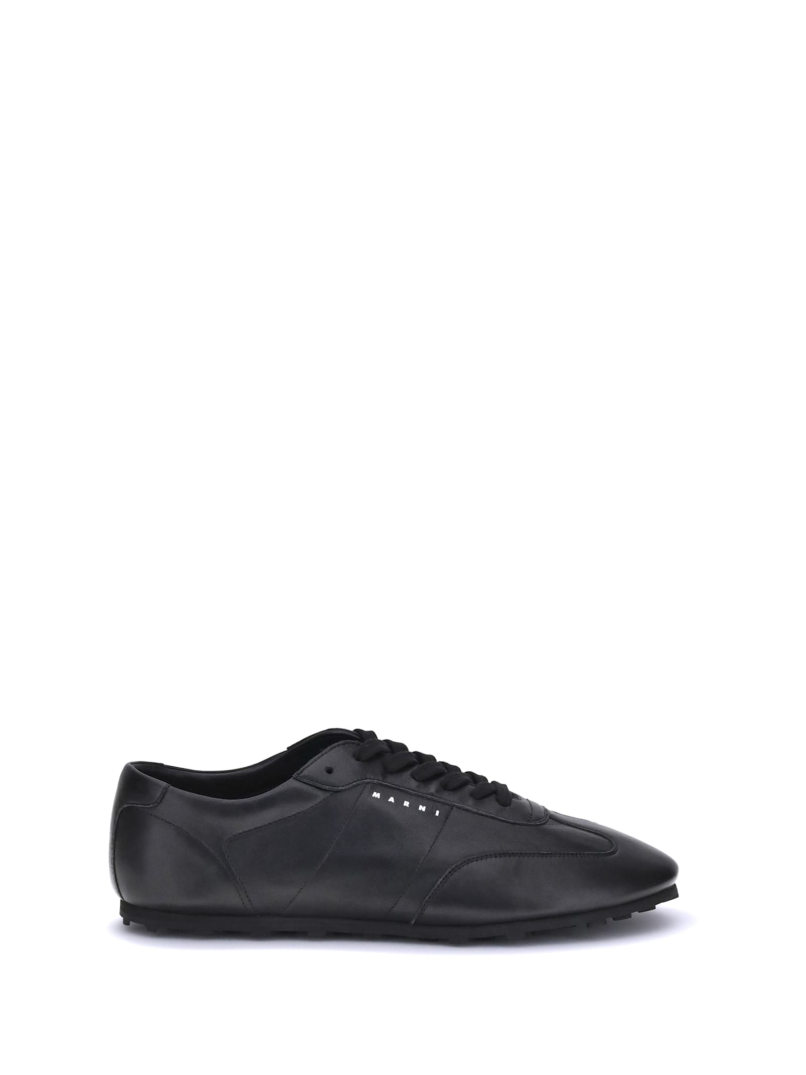 Marni Leather Low-top Sneakers And Contrasting Sole In Black