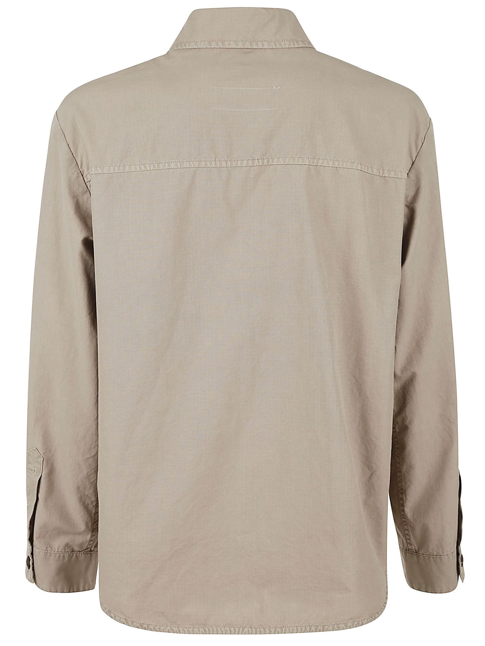 Shop Fay Beige Cotton Shirt Jacket