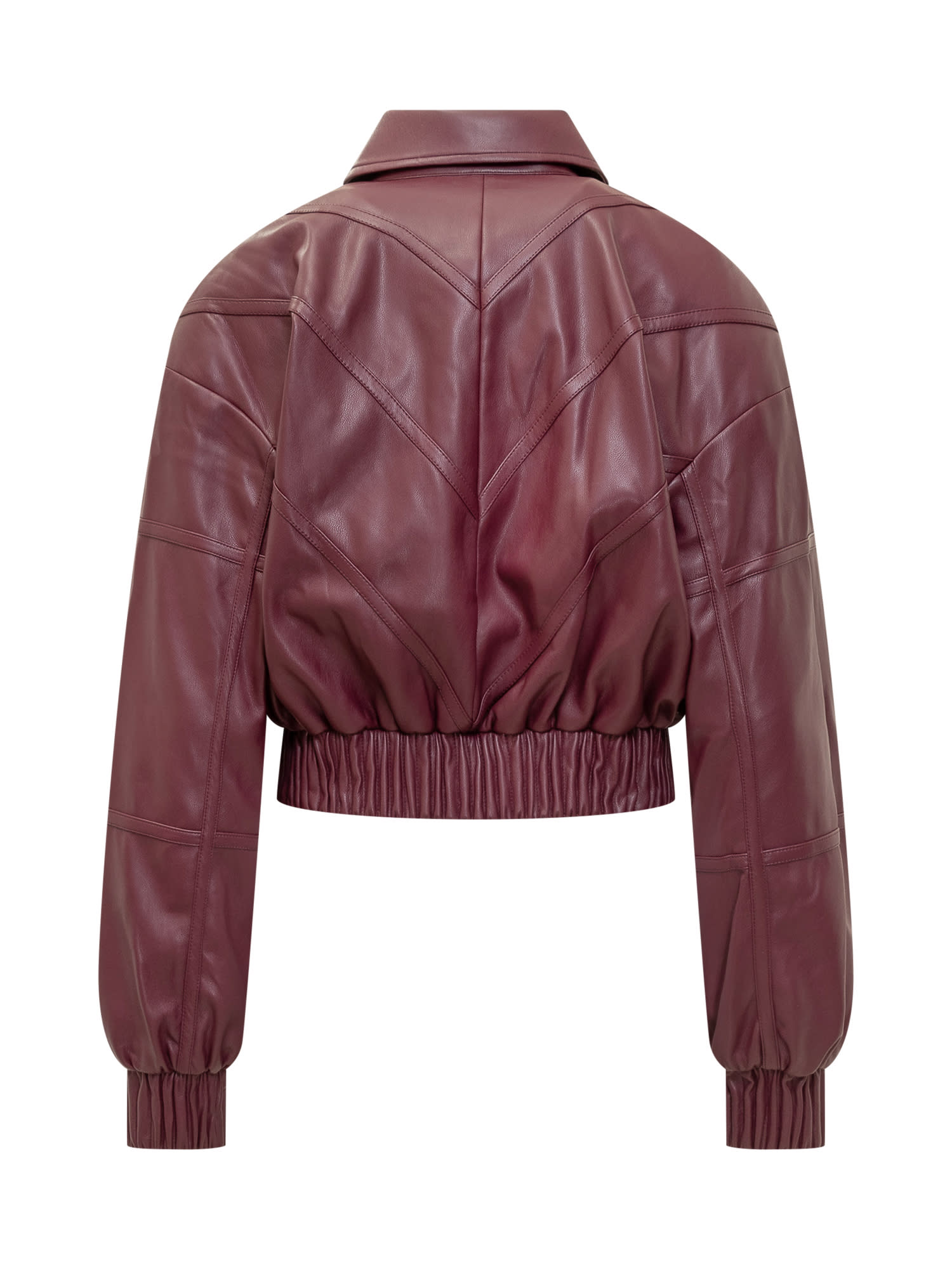Rotate Birger Christensen Collared Panel Detailing Bomber Jacket In Red