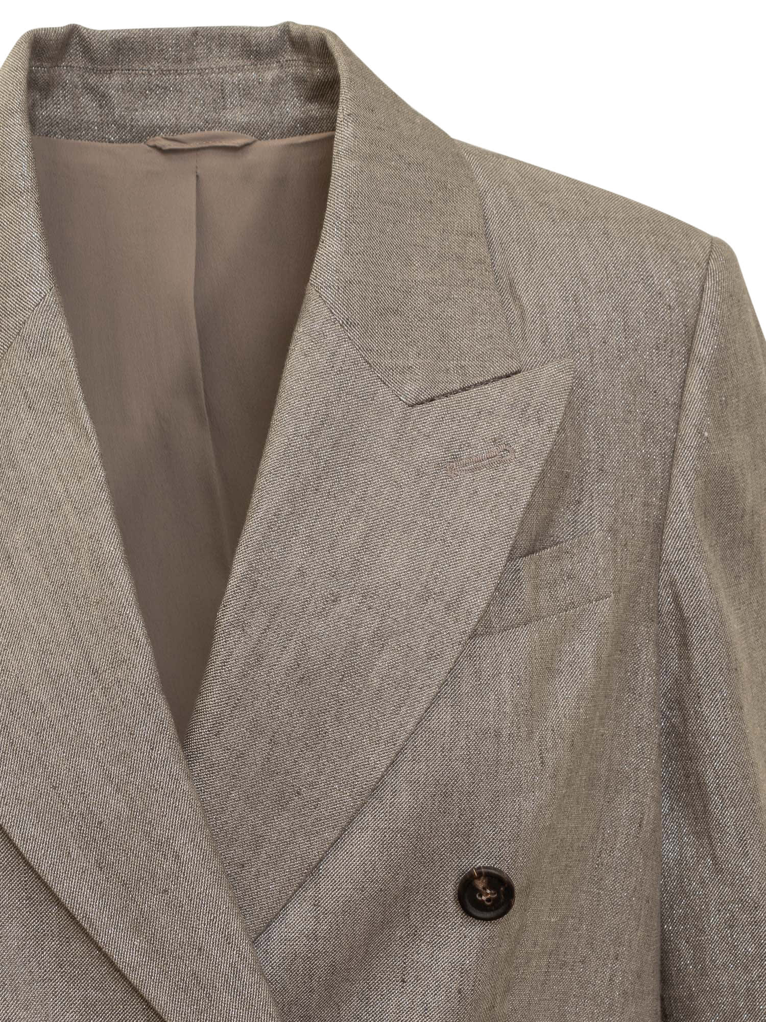 Shop Brunello Cucinelli Sparkling Linen Twill Blazer With Monile