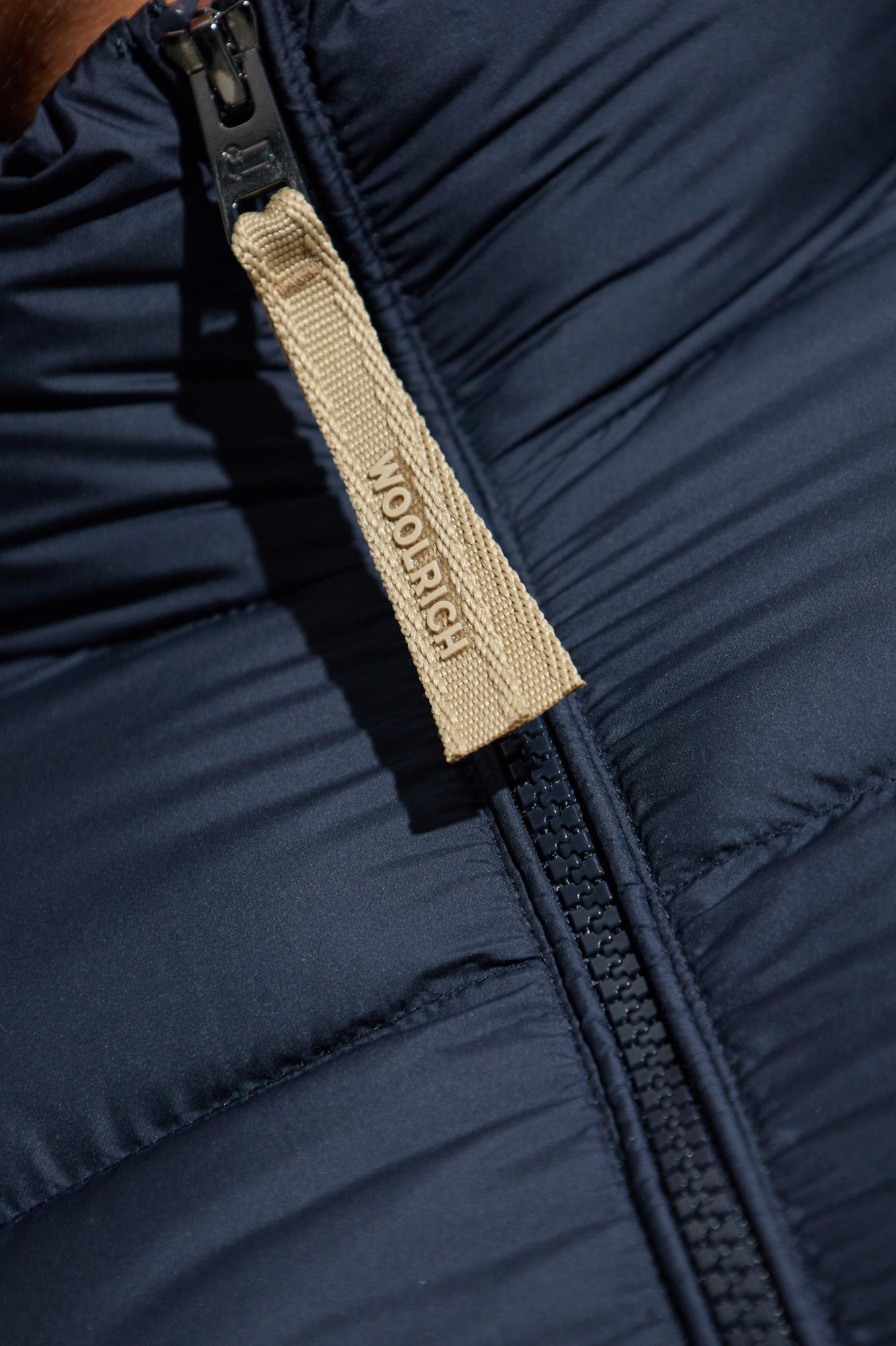 Woolrich Puffy Silhouette Coat With High Collar And Side Pockets In Blue