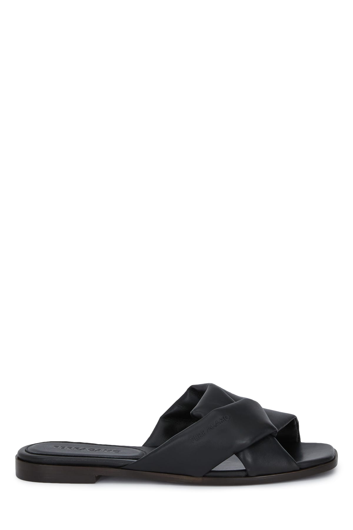 Ferragamo Alrai Origami Knot Slides In Nappa Leather In 001