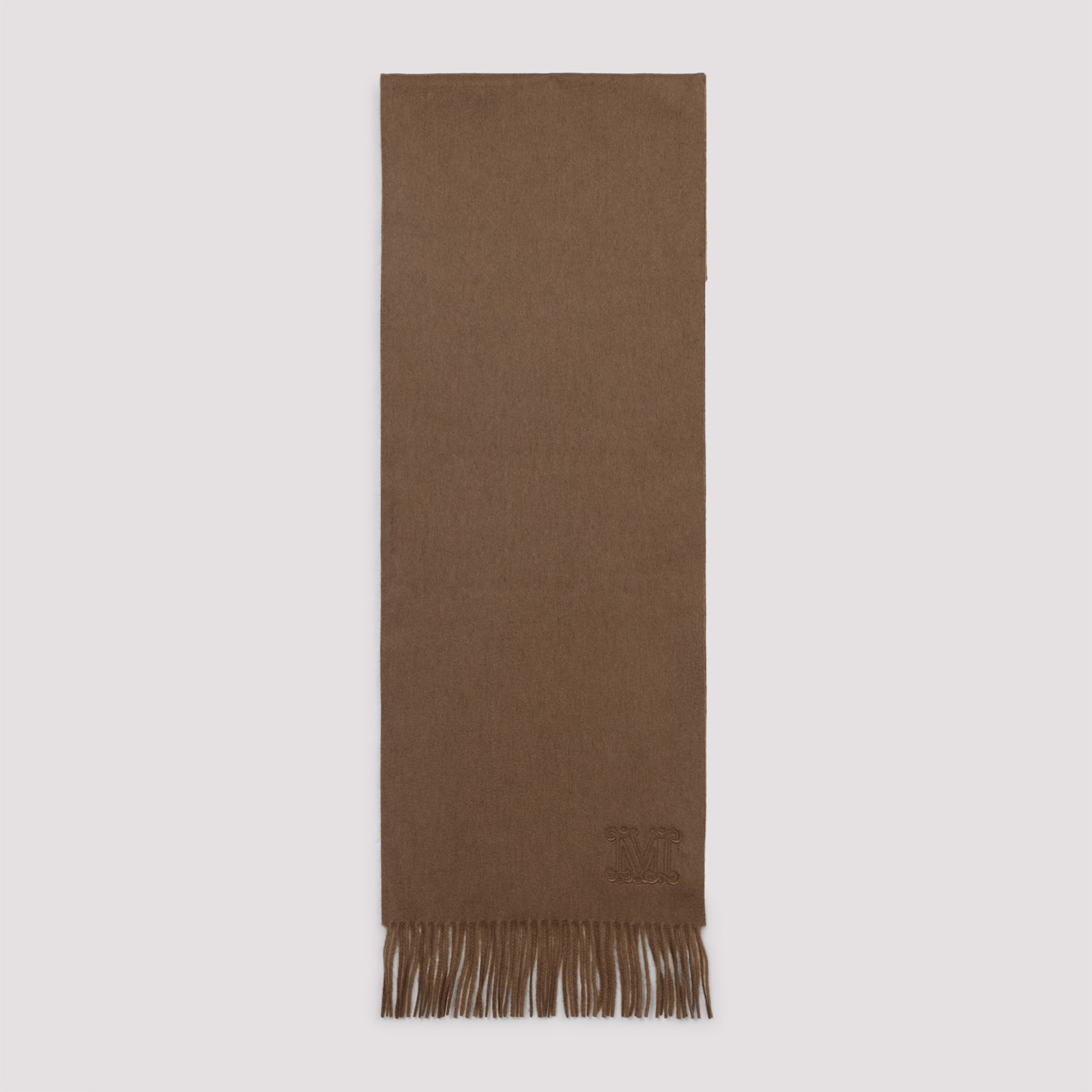 Max Mara Cashmere Dalia Scarf Fringed Hem In Brown