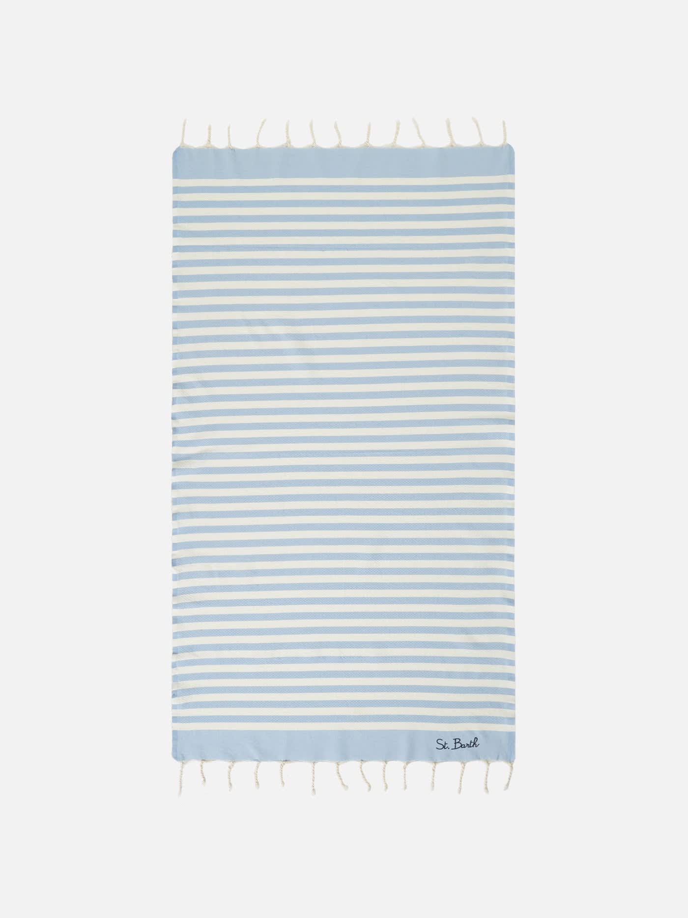 MC2 SAINT BARTH COTTON BEACH TOWEL FOUTA WITH LIGHT BLUE STRIPED PRINT