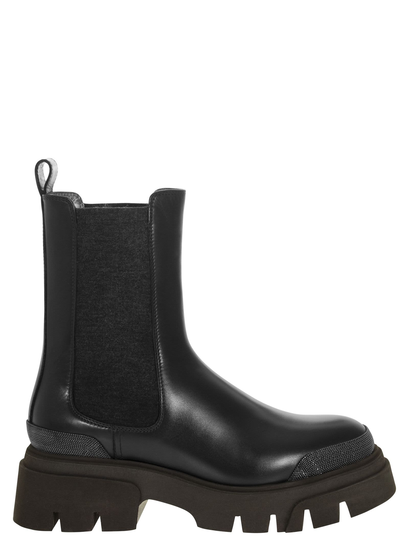 Brunello Cucinelli Leather Chelsea Boot With precious Detail