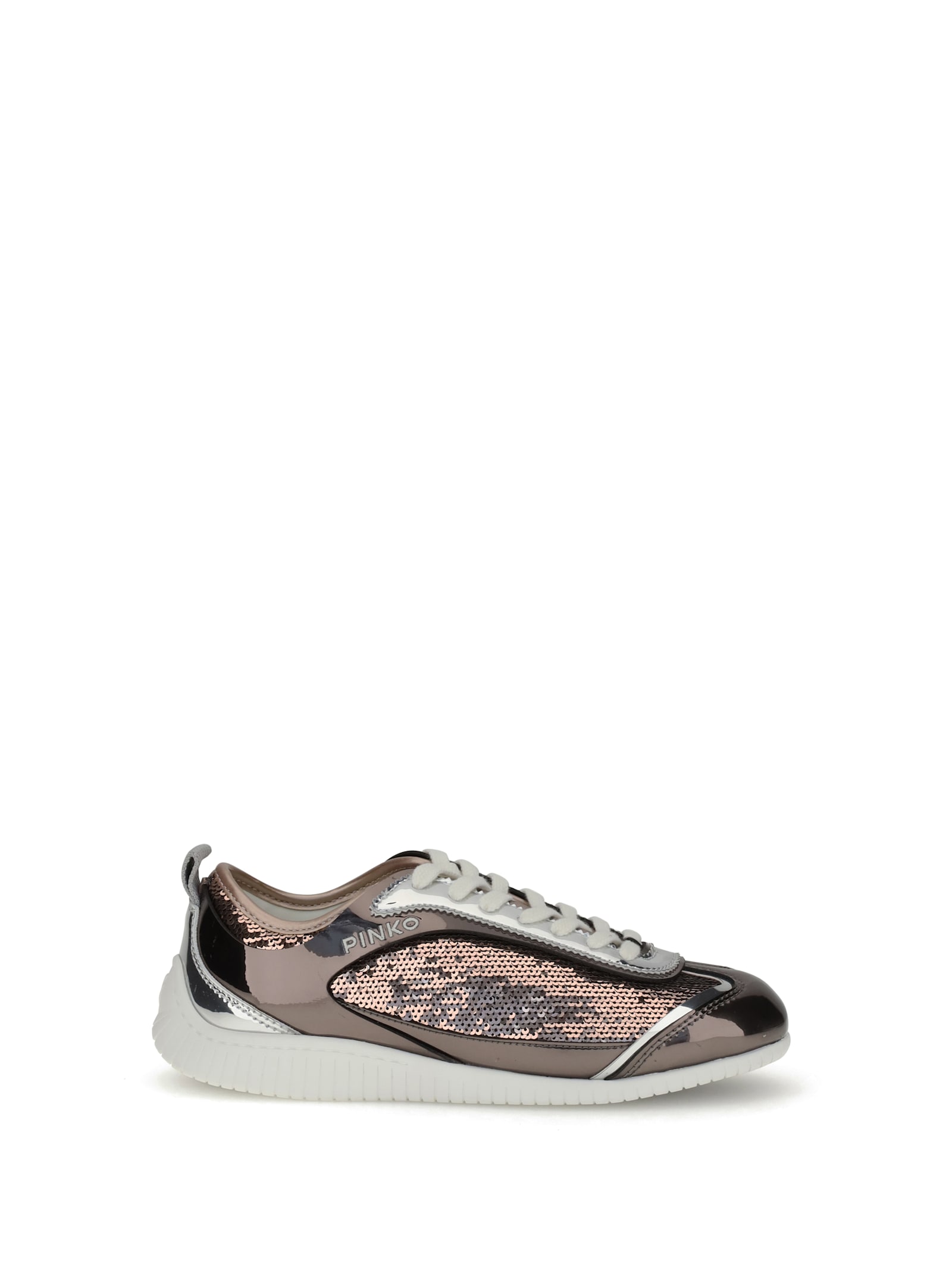 Pinko Reby 10 Mirror Fabric Sneakers With Sequins In Pink