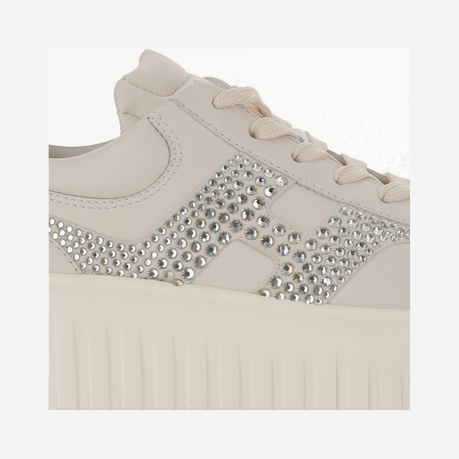 Hogan H-stripes Leather Sneakers In Neutral