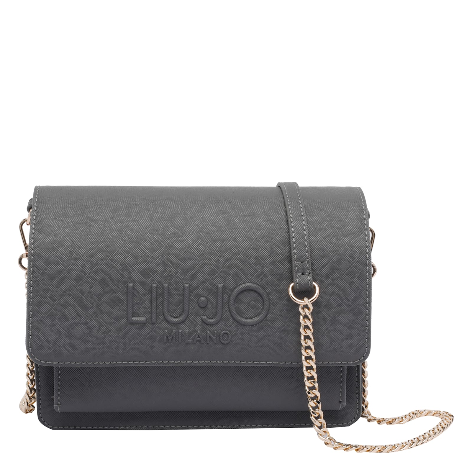 Liu •jo Logo Chain Shoulder Bag In Black