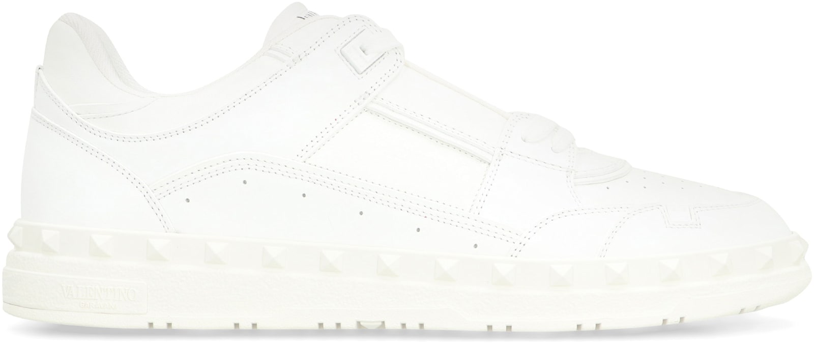 Valentino Garavani Premium Calf Leather Sneakers With Rockstud Detailing In White