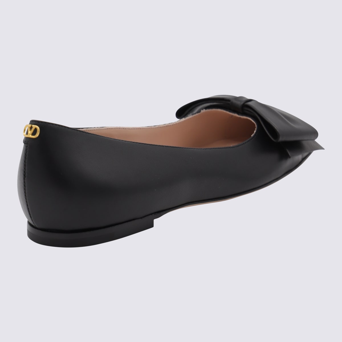 Valentino Leather Ballerinas With Iconic Bow Detail In Black