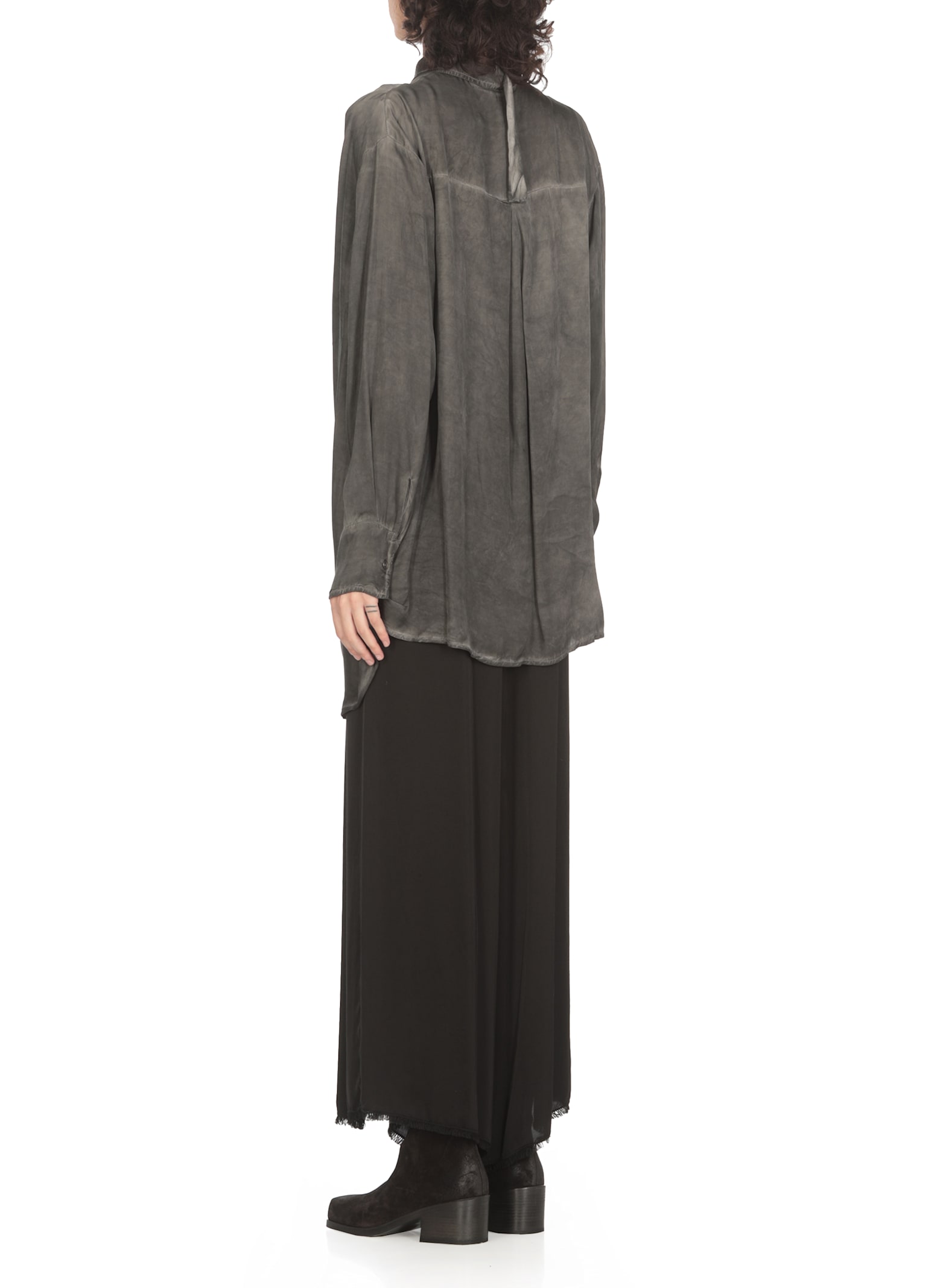 Shop Sanctamuerte Viscose Shirt In Grey