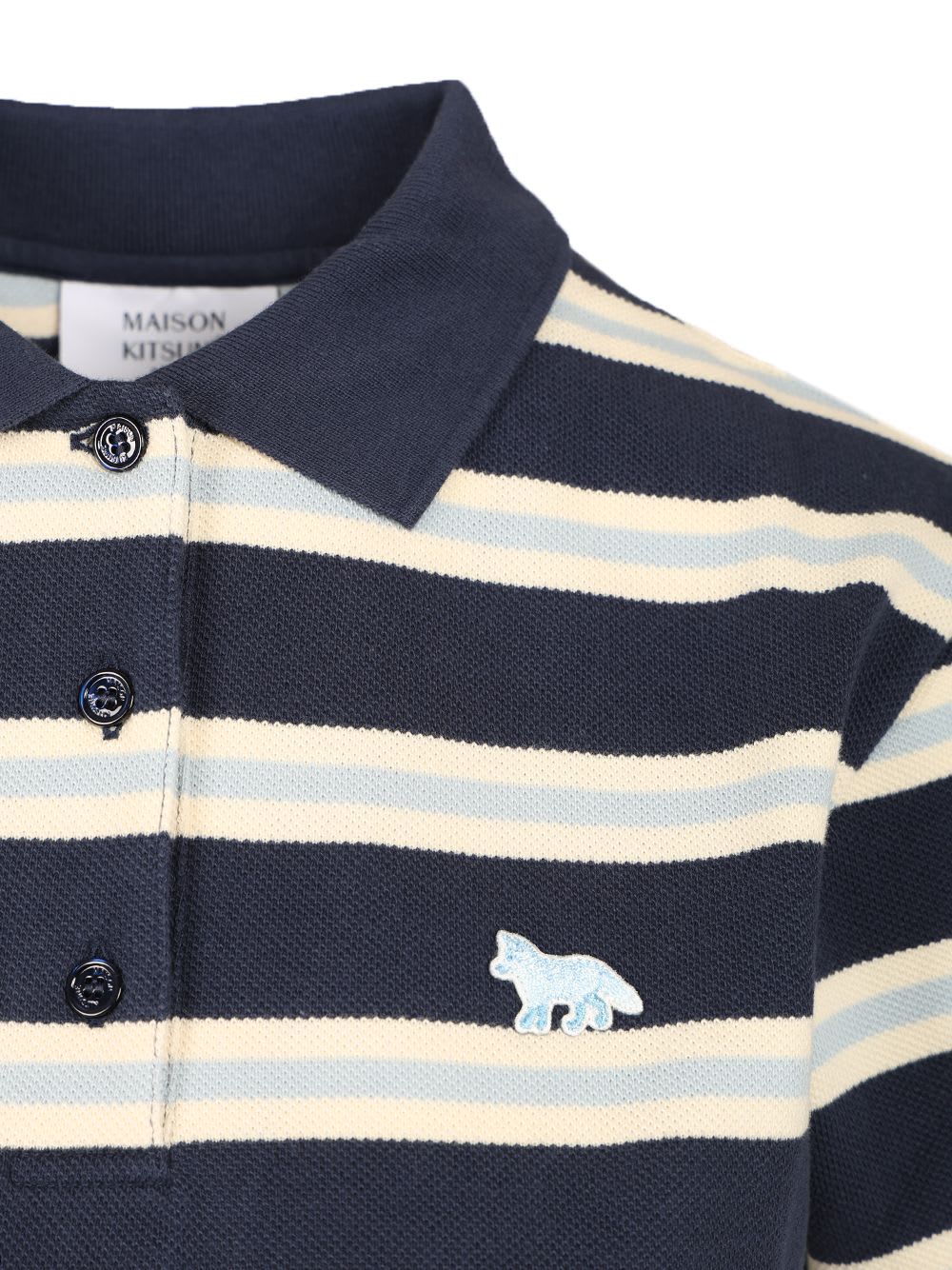 MAISON KITSUNÉ POLO WITH MULTI STRIPES MOTIF