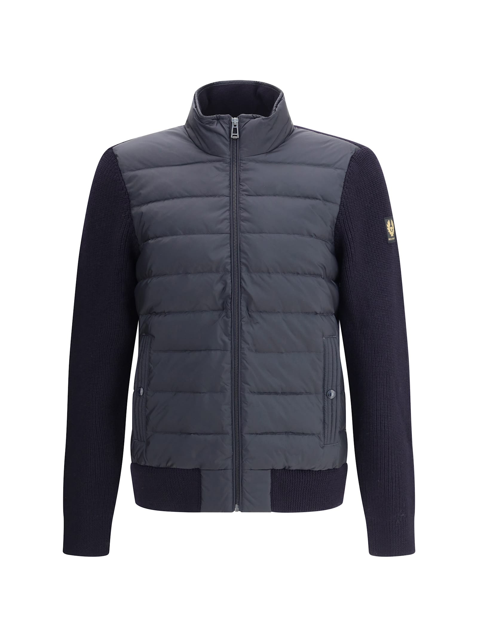 Belstaff Mens Dark Ink Circuiteer Padded Wool Blend Cardigan In Blue
